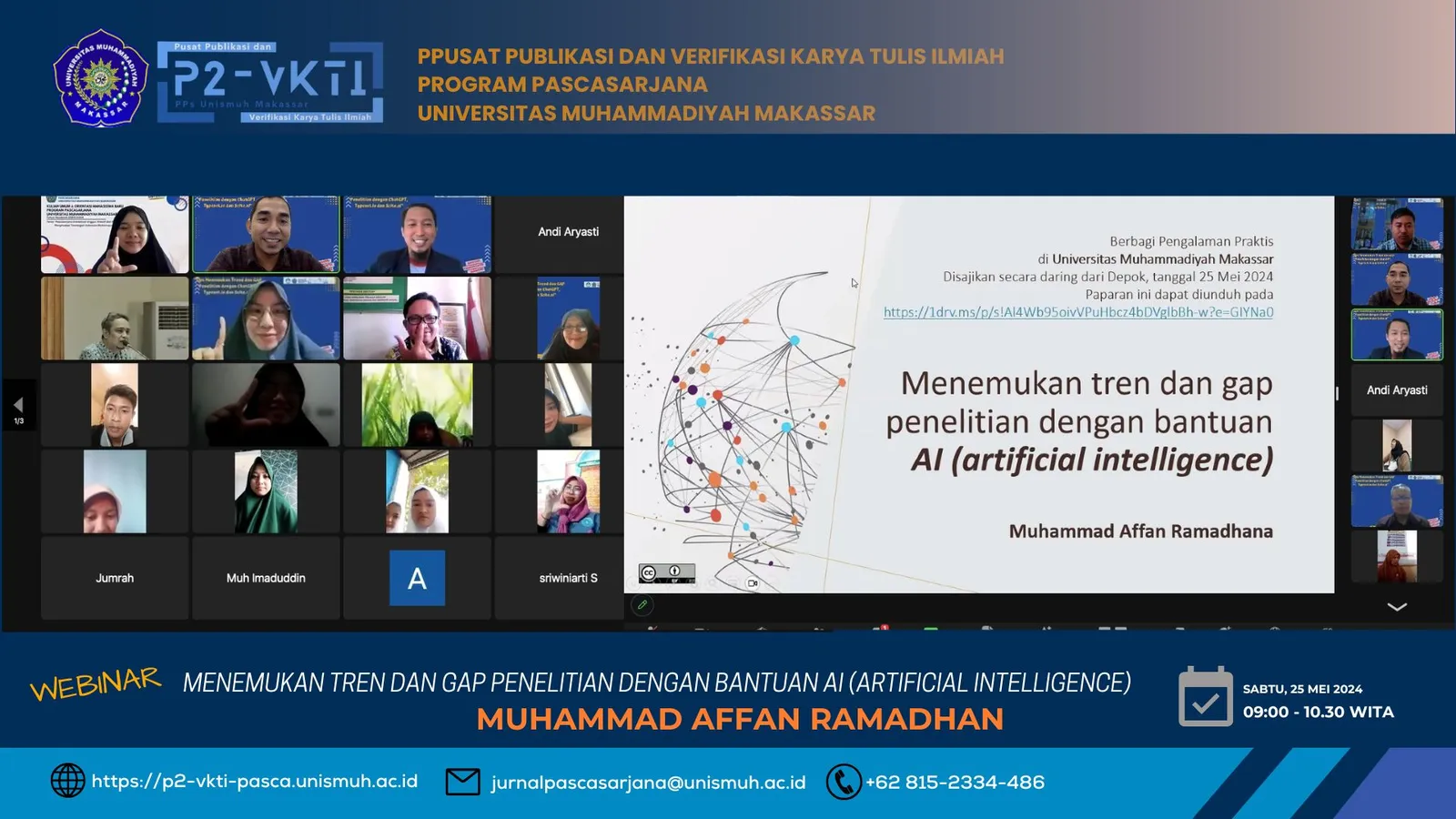 P2-VKTI PPs Unismuh Gelar Webinar: Temukan Tren dan Gap Penelitian dengan Bantuan AI
